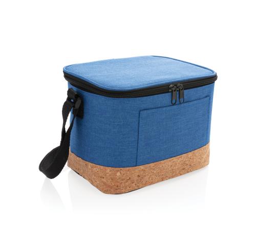 Printed Two Tone Cooler Bag With Cork Detail Blue
