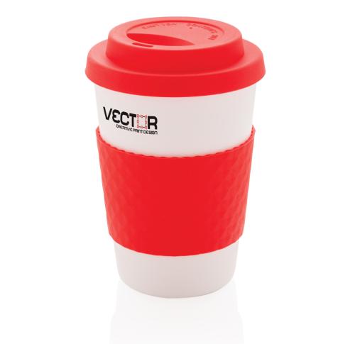 Custom Reusable Coffee Cup 270ml Red Custom Logo