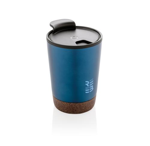 Promotional Logo Cork Coffee Takeaway Tumblers Blue 300ml