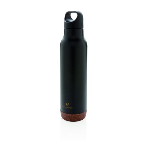 Cork Leakproof Vacuum Flasks 600ml Black Custom Logo