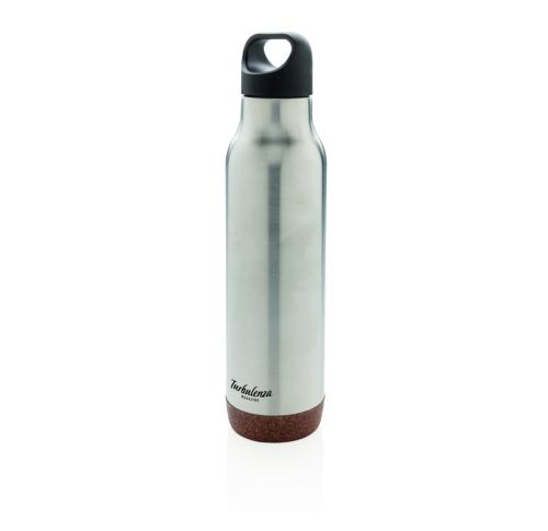 Cork Leakproof Vacuum Flask 600ml Silver Branded Logo