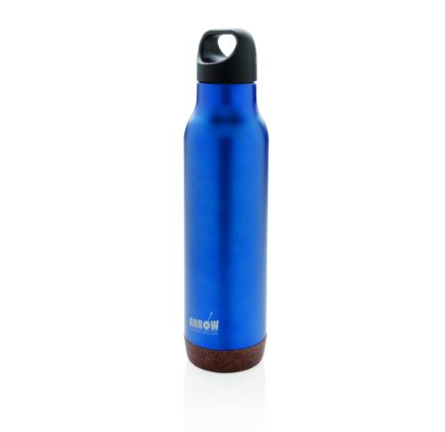 Promotional Printed Cork Leakproof Vacuum Flasks Blue 600ml 