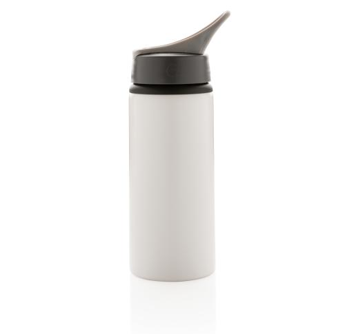 Printed Aluminium Metal Sports Bottle 600ml White Flip Lid
