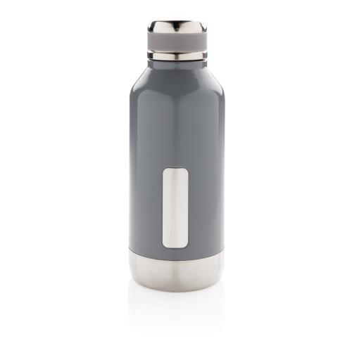 Leak Proof Vacuum Bottle With Logo Plate - Grey