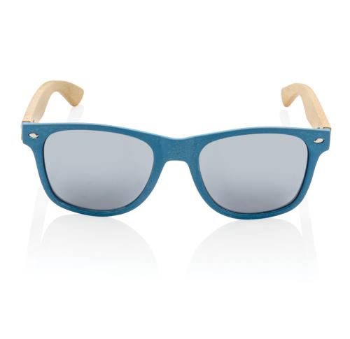 Branded Wheat Straw And Bamboo Sunglasses - Blue