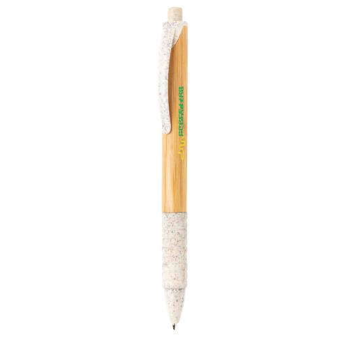 Printed Bamboo & Wheat Straw Pen- White