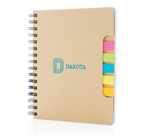 Printed A5 Kraft Spiral Notebooks With Sticky Notes