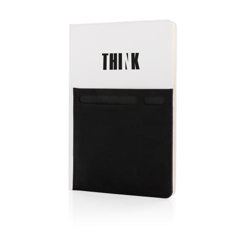 Custom Logo A5 Deluxe Notebooks With Smart Pockets - Black
