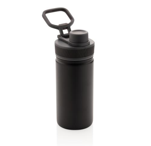 Promotional Vacuum Stainless Steel Metal Insulated Water Bottles With Sports Lid 550ml Black
