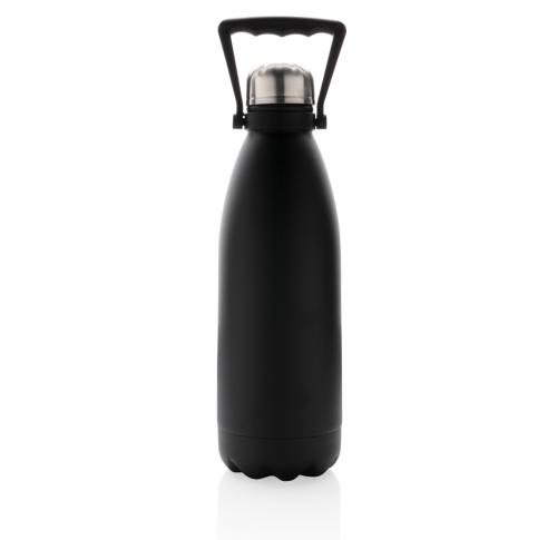 Large Vacuum Insulated Stainless Steel Water Bottles Printed Logo 1.5L Black