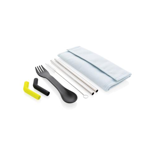 Tierra 2pcs straw and cutlery set in pouch