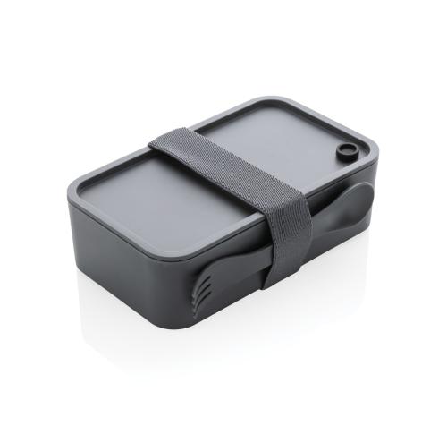 Printed PP Lunch Boxes  With Spork Anthracite