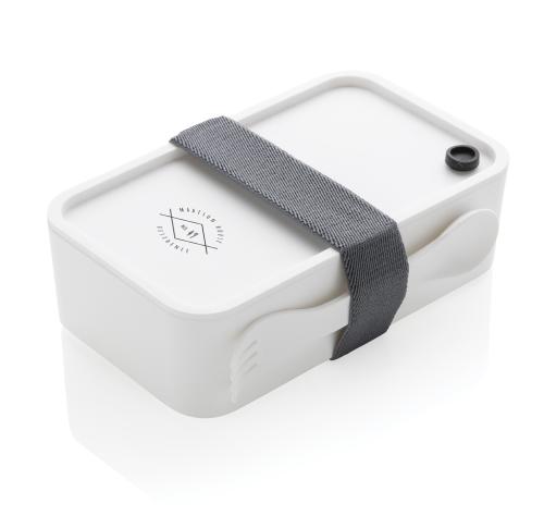 Branded PP Lunch boxes  With Spork White 