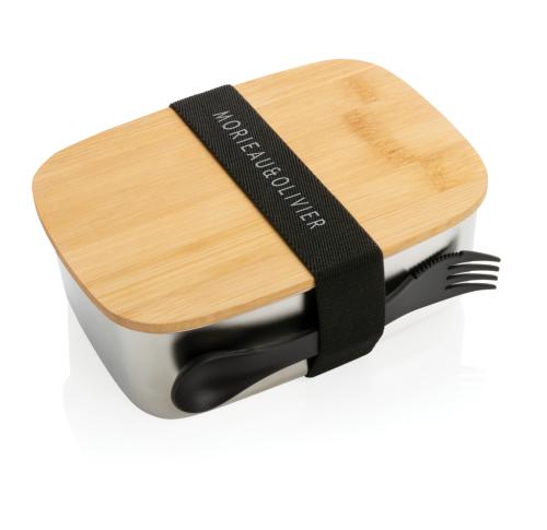 Printed Stainless Steel Lunchboxes With Bamboo Lid And Spork