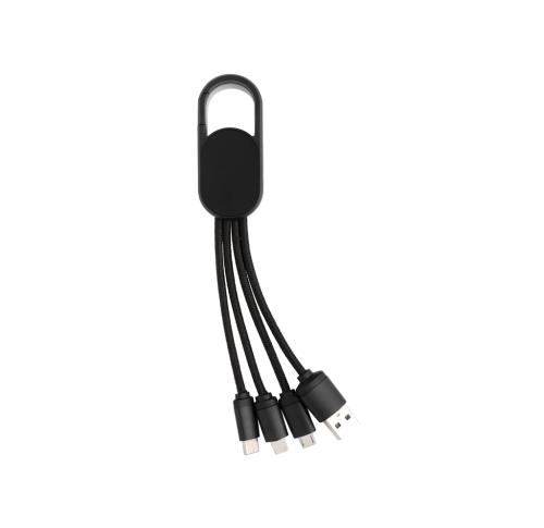 Promotional Logo 4-in-1 Charging Cables With Carabiner Clip