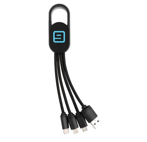 Promotional Logo 4-in-1 Charging Cables With Carabiner Clip