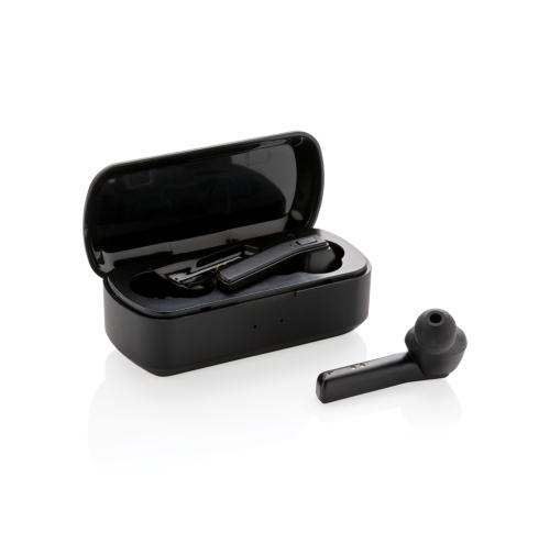 Printed Logo Free Flow TWS Earbuds In Charging Case