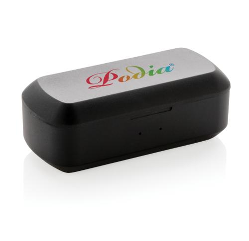 Printed Logo Free Flow TWS Earbuds In Charging Case