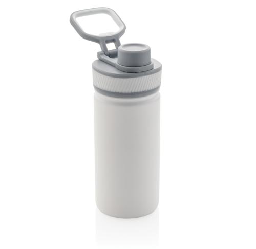Branded Vacuum Stainless Steel Metal Bottle With Sports Lid 550ml White