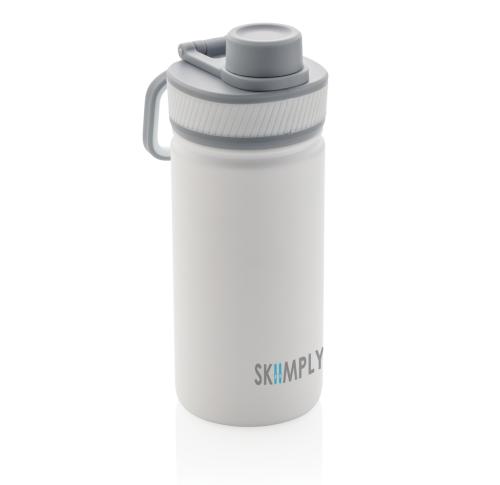 Branded Vacuum Stainless Steel Metal Bottle With Sports Lid 550ml White