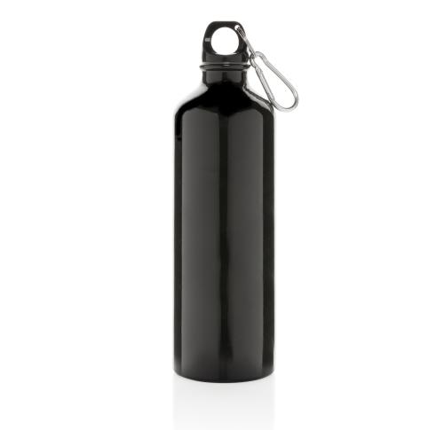 Custom Logo XL Aluminium Waterbottle With Carabiner - Black