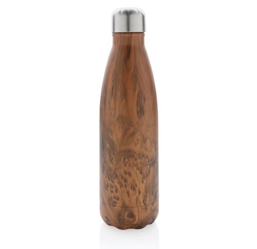 Vacuum insulated ss bottle with wood print