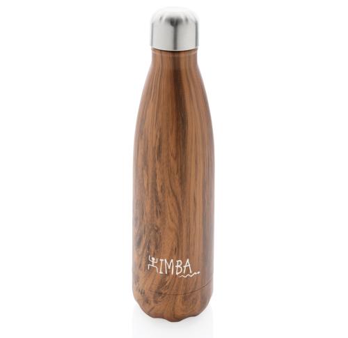Vacuum insulated ss bottle with wood print