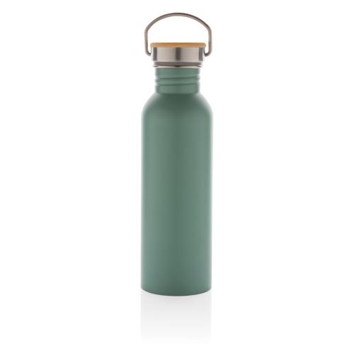 Modern Stainless Steel Bottle With Bamboo Lid  Green