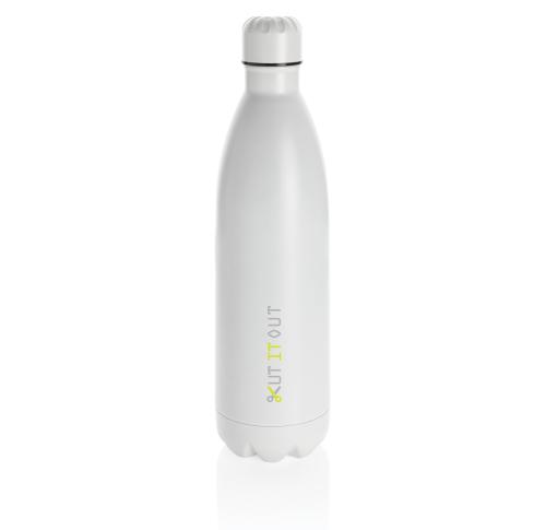 Promotional Solid Color Vacuum Insulated Stainless Steel Metal Water Bottles 1L White