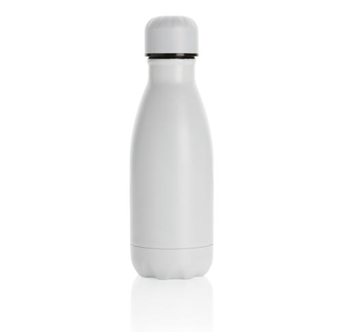 Branded Solid Colour Vacuum Stainless Steel Water Bottles 260ml - White