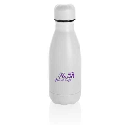 Branded Solid Colour Vacuum Stainless Steel Water Bottles 260ml - White