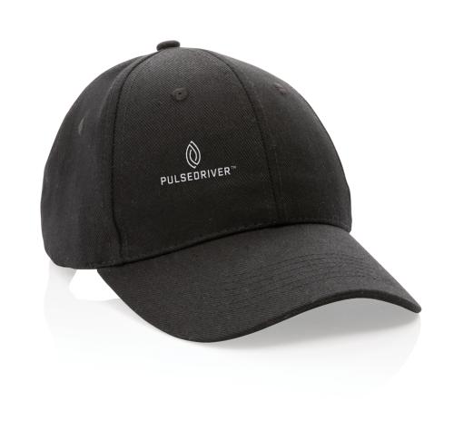 Embroidered Recycled Cotton Baseball Cap Impact 6 Panel 280gr With AWARE™ Tracer - Black