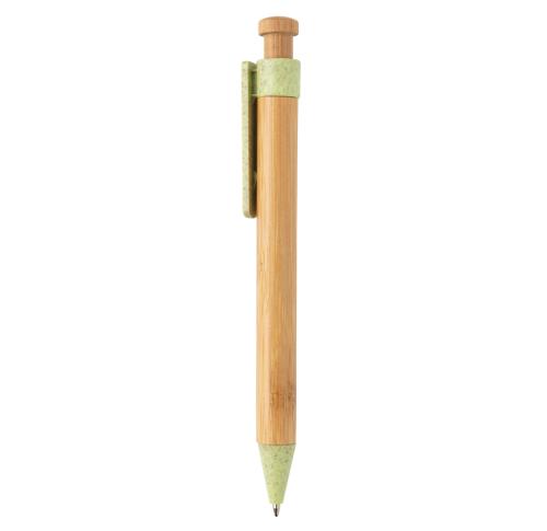 Custom Logo Bamboo Pens With Wheatstraw Clip
