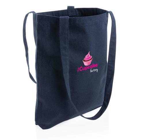 Promotional Printed Recycled Cotton Tote Bags W/bottom 145g Impact AWARE™ Navy Blue L/Handles