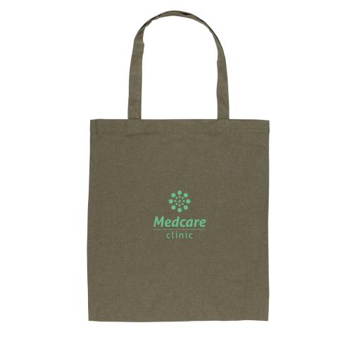 Promotional Printed Recycled Cotton Tote Bags W/bottom 145g Impact AWARE™ Green L/Handles
