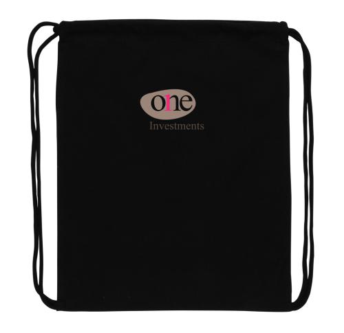 Branded Recycled Cotton Drawstring Backpacks 145g Impact AWARE™ Black