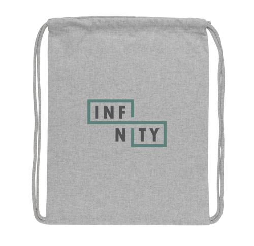 Printed Recycled Cotton Drawstring Backpacks 145g Impact AWARE™ Grey