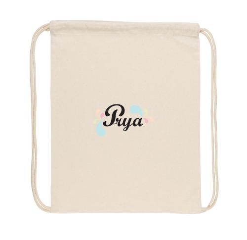 Promotional Recycled Cotton Drawstring Backpacks 145g Impact AWARE™ Cream