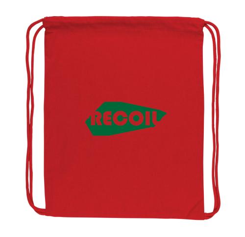 Branded Recycled Cotton Drawstring Backpack 145g Red Impact AWARE™ 