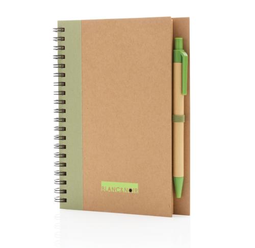 Kraft spiral notebook with pen