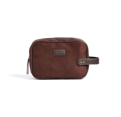Branded VINGA Hunton Washbag Brown Faux Suede