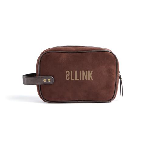 Branded VINGA Hunton Washbag Brown Faux Suede