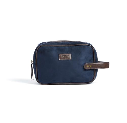 Eco Friendly VINGA Hunton Washbag Faux Suede Blue