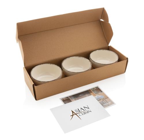 Ukiyo 3pc serving bowl set with bamboo tray