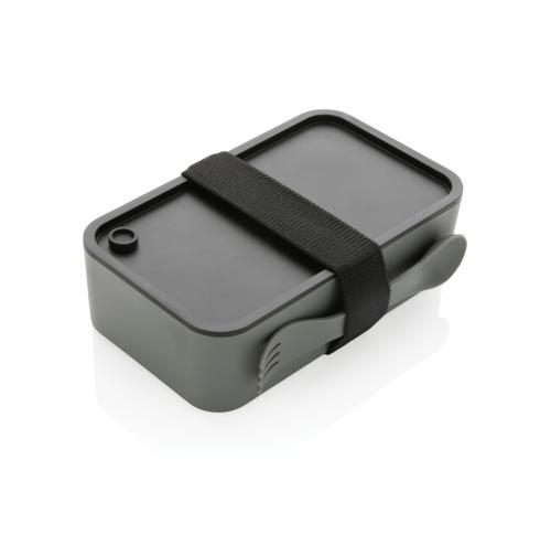 Branded Eco Recycled Lunch Box With Spork - Grey