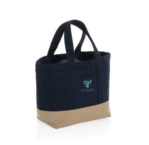 Recycled Canvas Cooler Bags Custom Logo Navy Blue Impact Aware™ 285 Gsm 