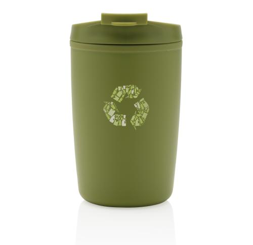 Printed GRS Recycled PP Coffee Tumbler With Flip Lid Green