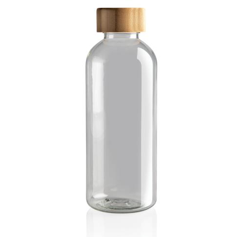 Custom Recycled Eco RPET Bottles With Bamboo Lid - Transparent