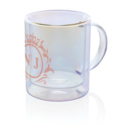 Deluxe double wall electroplated glass mug