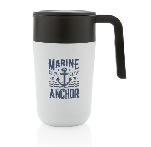 GRS Recycled PP And Stainless Steel Coffee Mug With Handle White